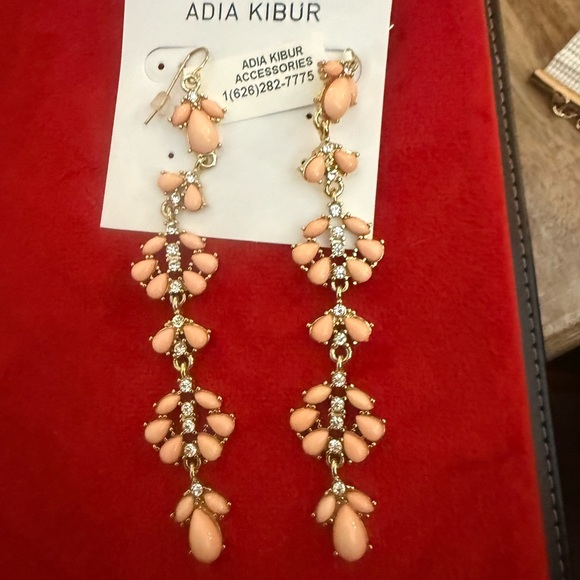 Adia Kibur Pink and Gold Dangle Earrings - Picture 1 of 1